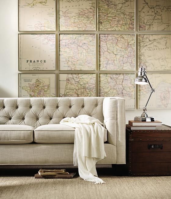 living-room-decor-framed-map-wall-decor