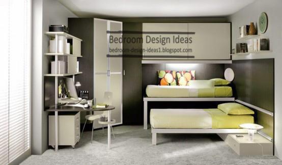 small-bedroom-design-ideas-cheap-bedroom-furniture-two-beds-two-tallboys-table-for-studieng-and-computer