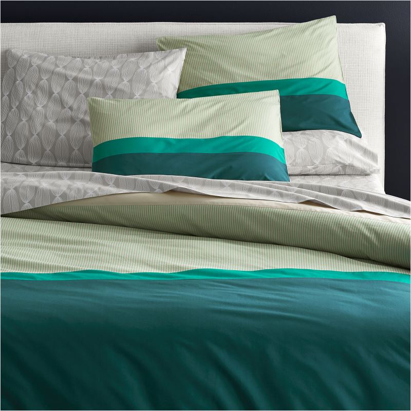 Teal-striped-bedding-from-CB2