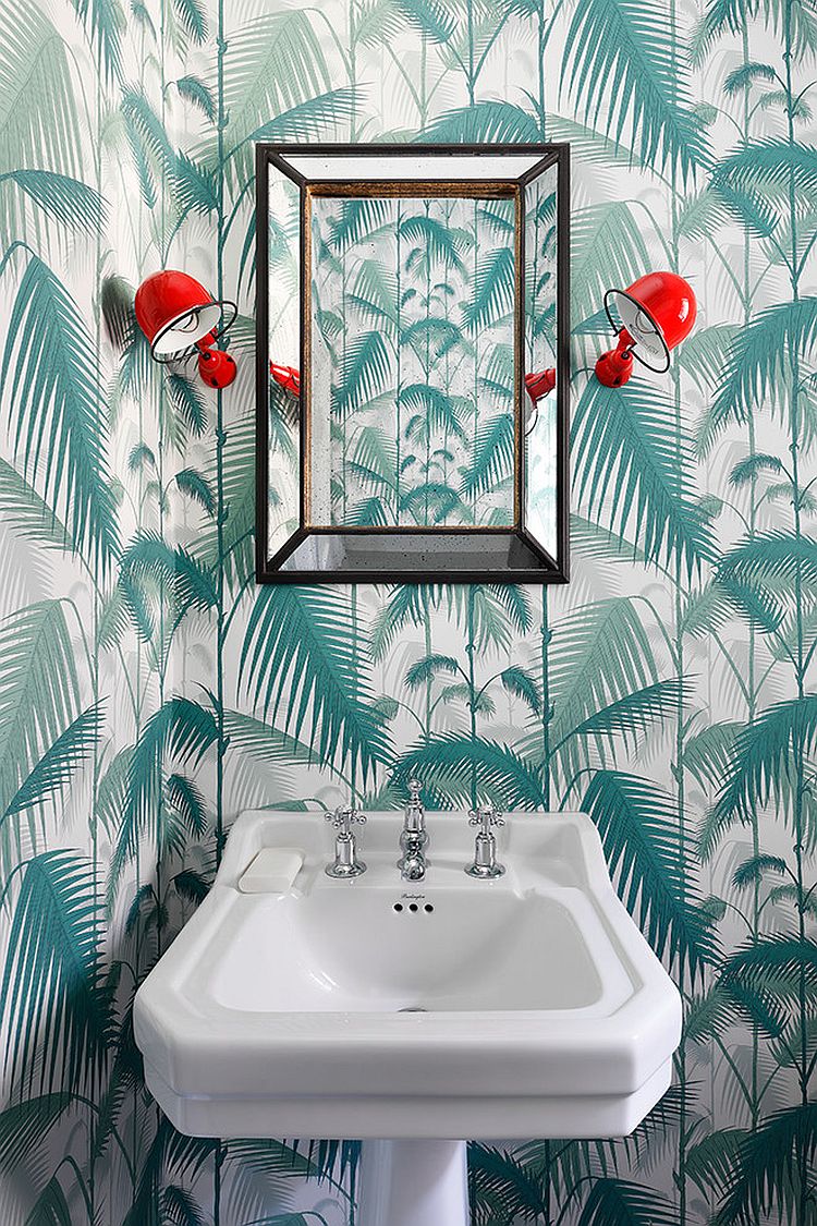 Wall-sconce-add-a-pop-of-red-to-the-delightful-powder-room