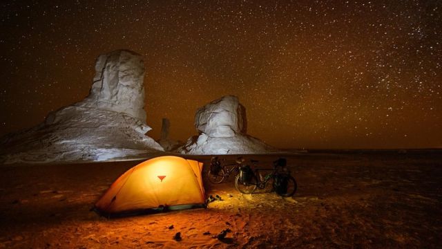 Camping in the Sahara White desert. Egypt